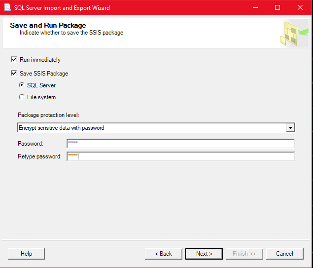 Run and Save as SSIS Package